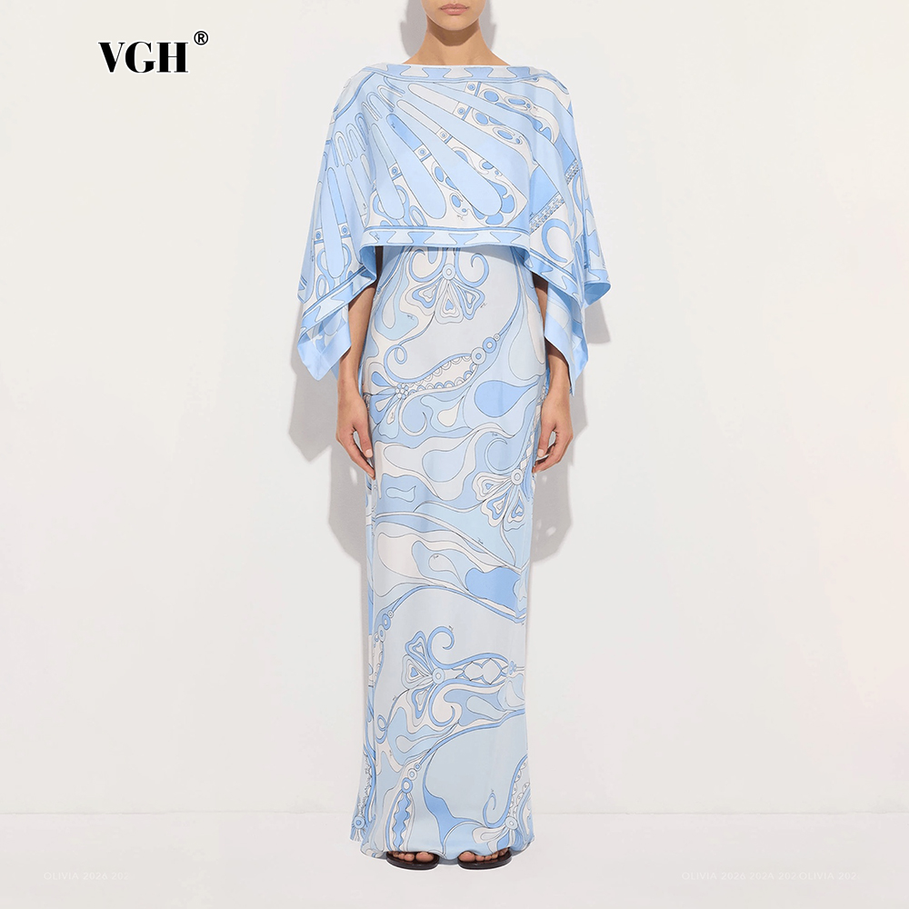 Women Formal Wear Set - Костюм-двойка VGH светло-голубого цвета с абстрактным