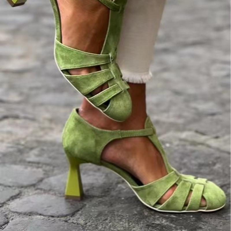 Kitten Heel Women - Женские зеленые замшевые туфли-лодочки на каблуке-рюмочке