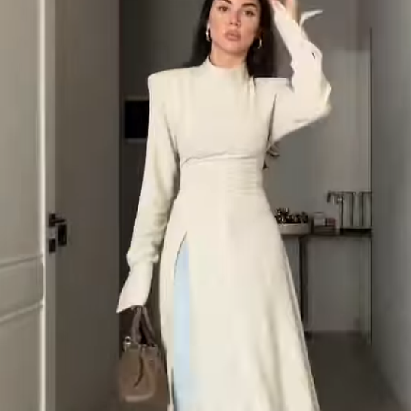 Women'S Office Formal Wear For Ladies - Элегантное женское макси-платье с высоким воротом