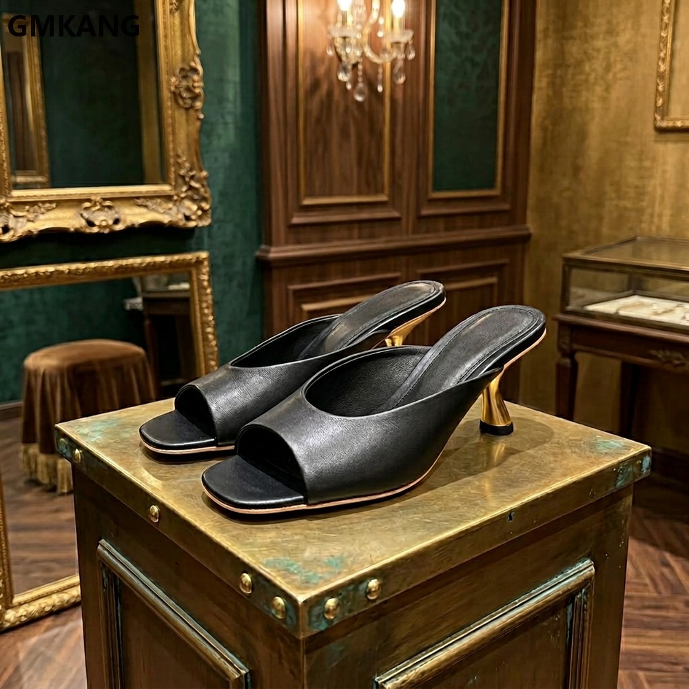Kitten Heel Women - Женские сандалии-мюли с квадратным носком, на