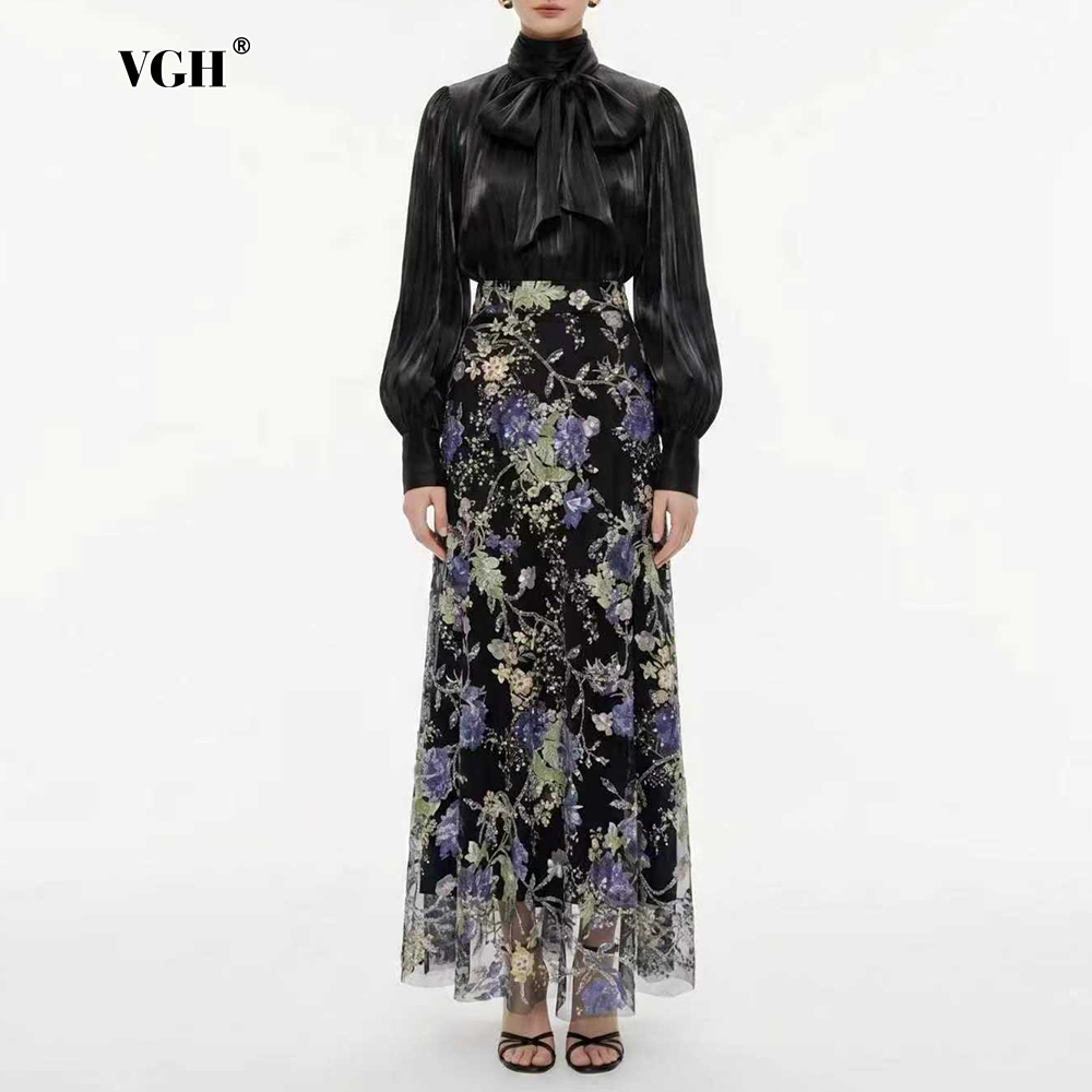 Women Formal Wear Set - Элегантный черный комплект VGH с цветочным