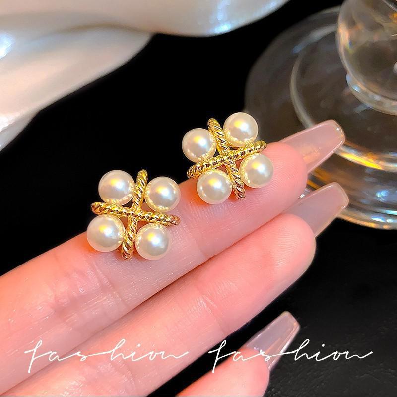 Pearl Earring Stud - Серьги-гвоздики из серебра 925 пробы с