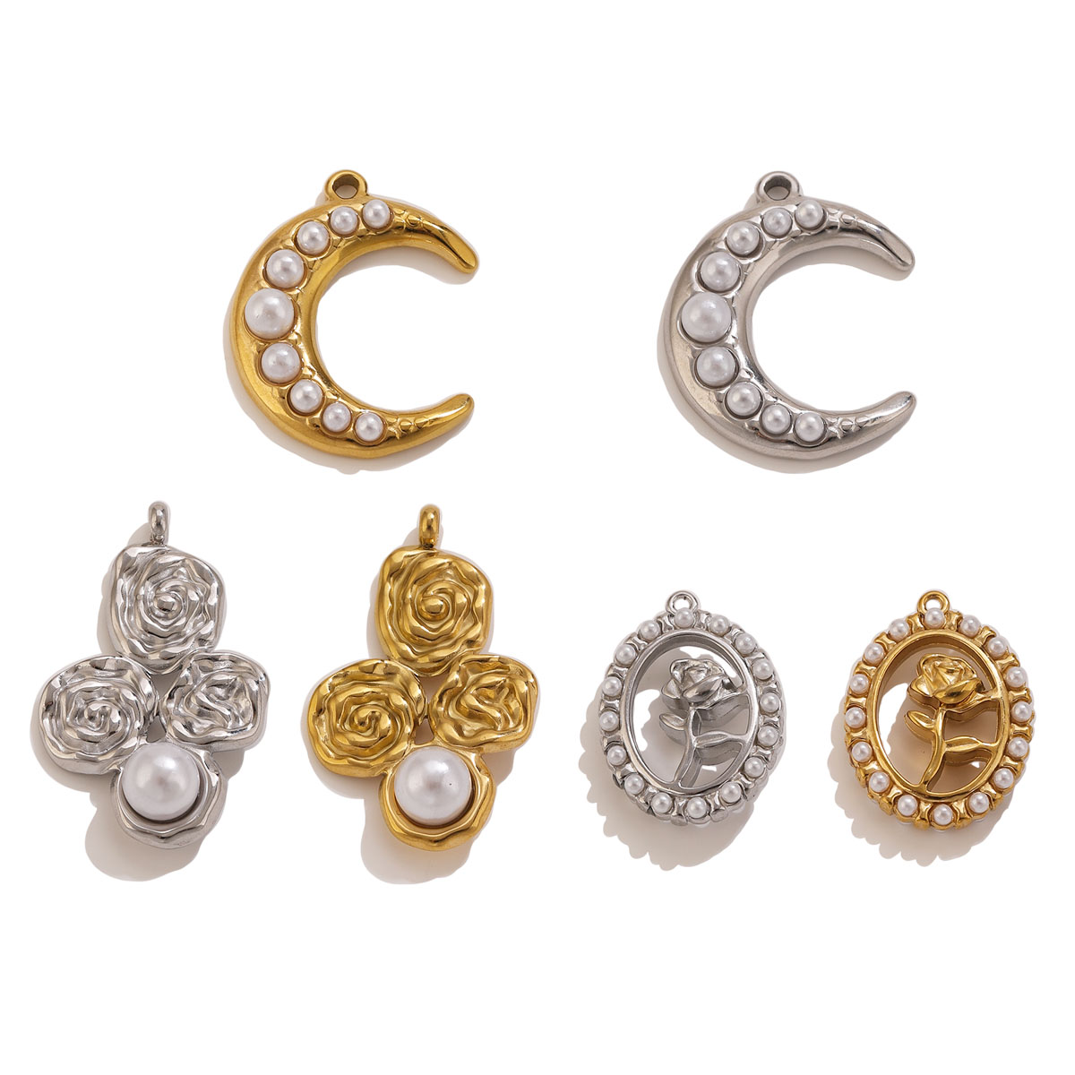 Pearl Earring Stud - 5 шт. подвесок-шармов из нержавеющей стали