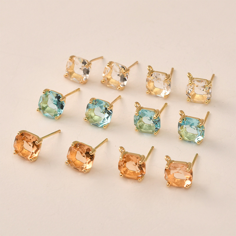 Pearl Earring Stud - 10 пар цветов, граненые квадратные стеклянные