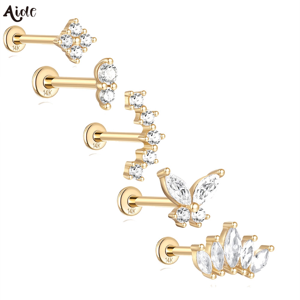 Pearl Earring Stud - Серьги-гвоздики из циркония и жемчуга, 14