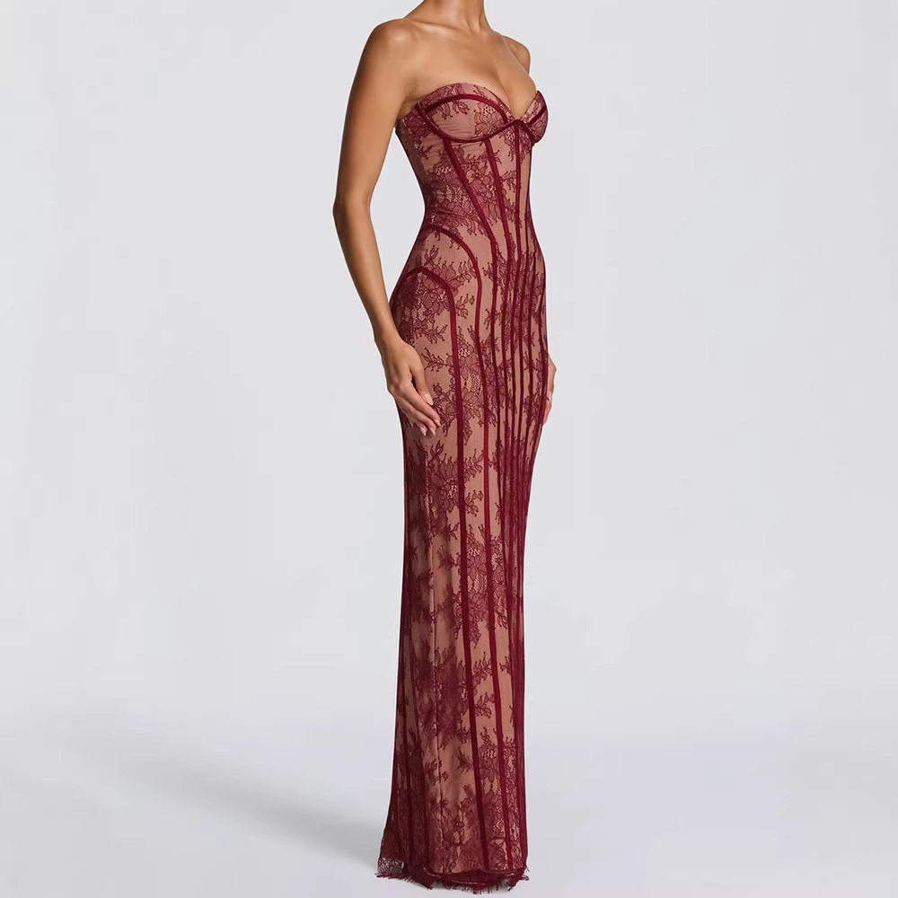Women Formal Wear For Summer - Платье макси без бретелек облегающего кроя