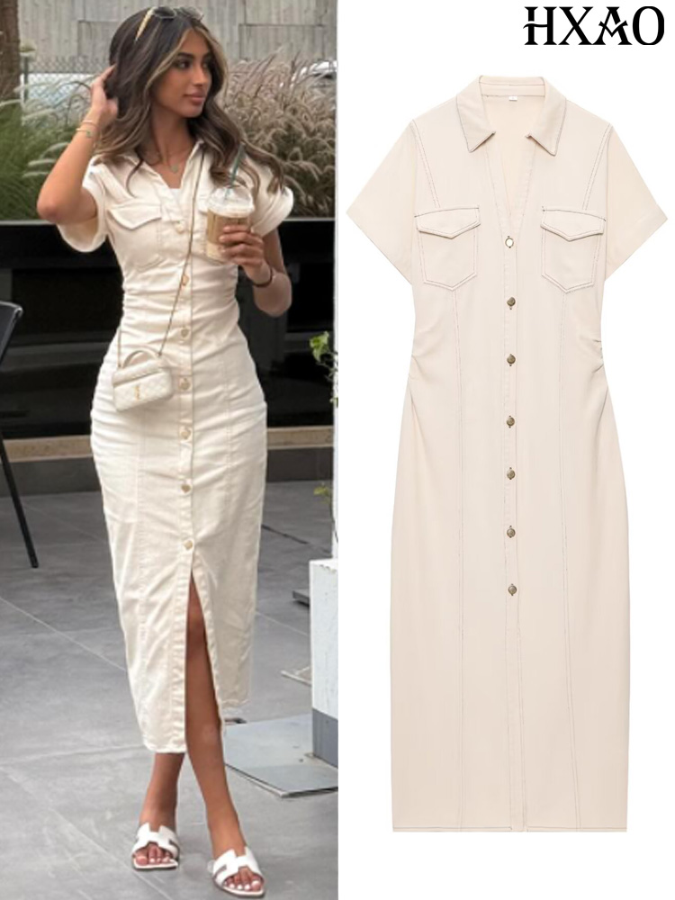 HXAO Джинсовое женское платье  – обзор и цена Women Formal Office Wear Tops