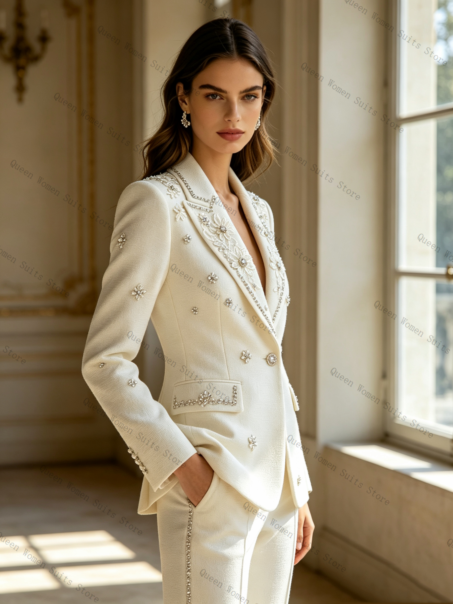 Женский костюм с белыми криста – обзор и цена Women Formal Wear Blazer Set