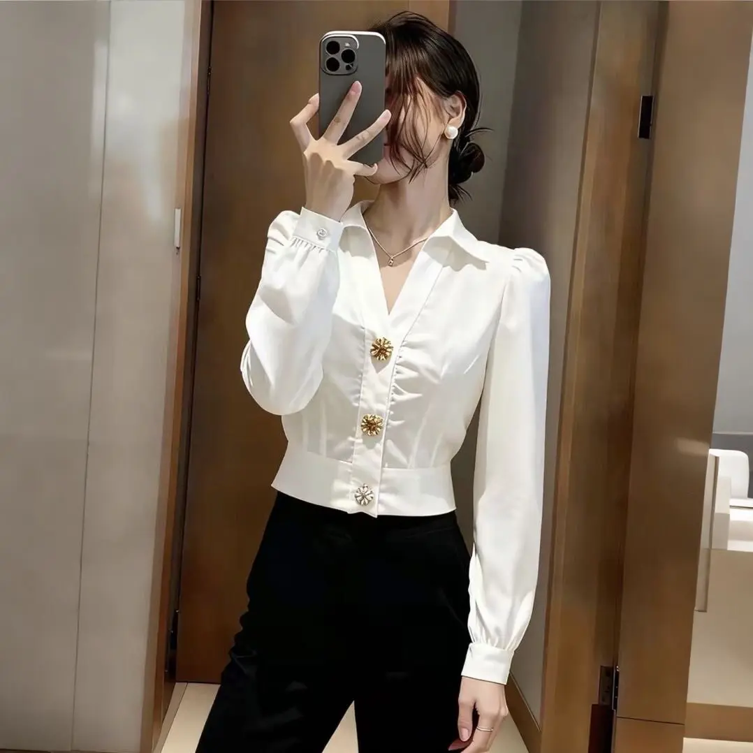 Элегантная белая блузка с V-об – обзор и цена Women Formal Office Wear Tops