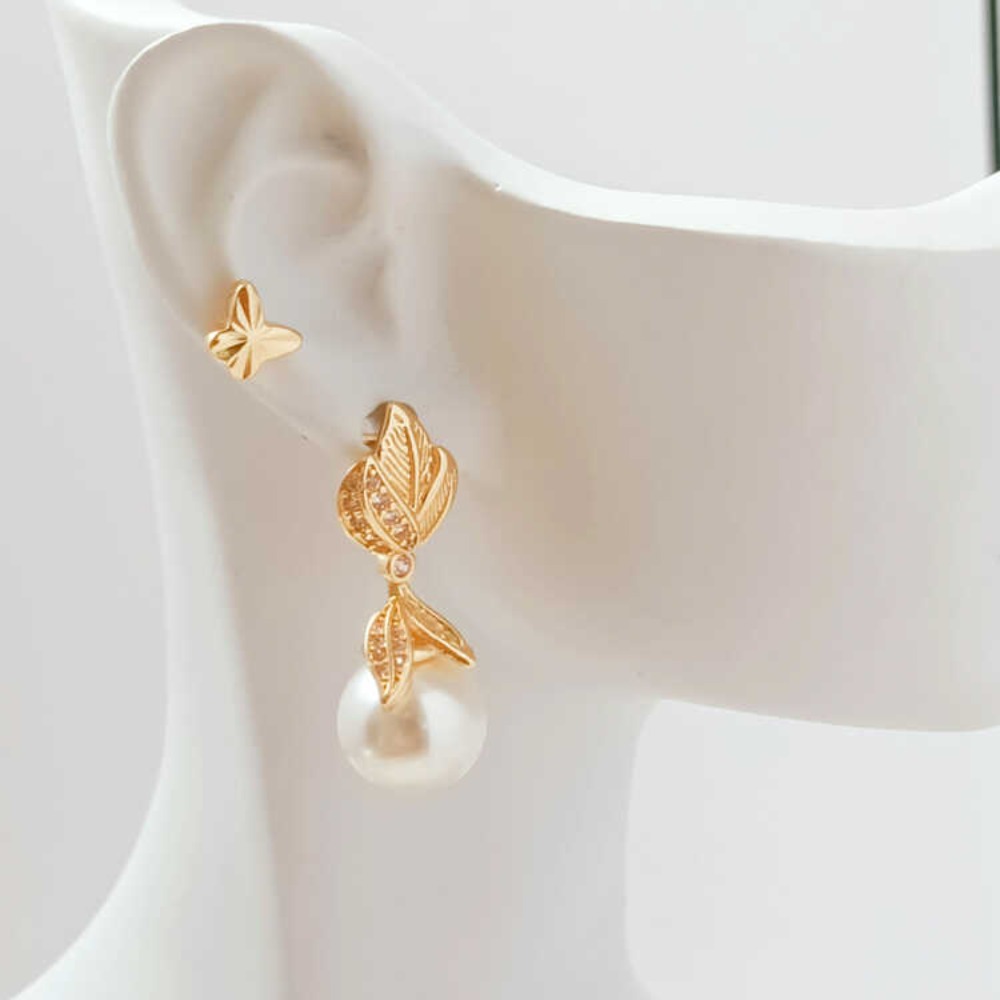 14 К микро-цирконий в стиле ба – обзор и цена Pearl Earring Stud