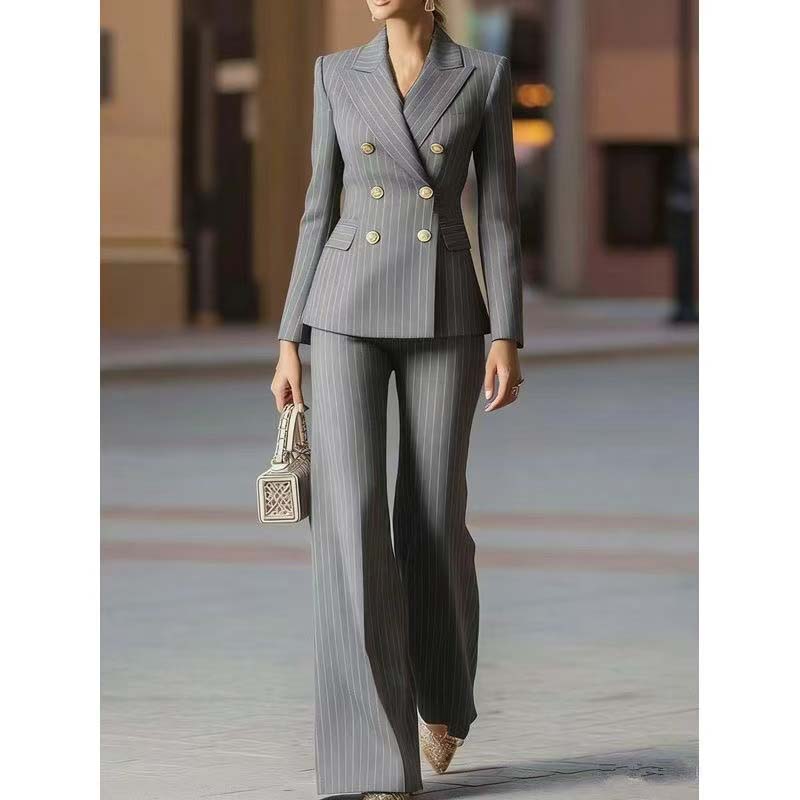 Осенний женский костюм в полос – обзор и цена Women Formal Wear Blazer Set