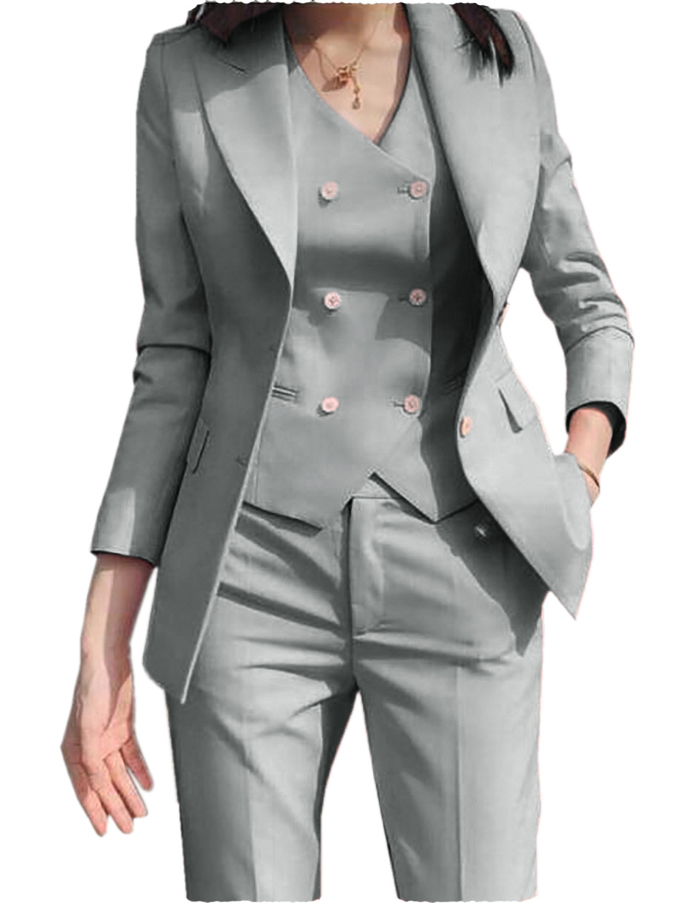 Осенние деловые костюмы-тройки – обзор и цена Women Formal Wear Blazer Set